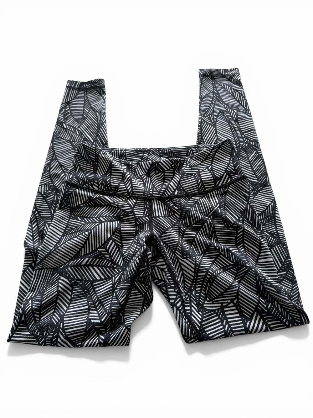 Lululemon Wunder Under Full-On Luon Pant Banana Leaf‎ White Black Size 6